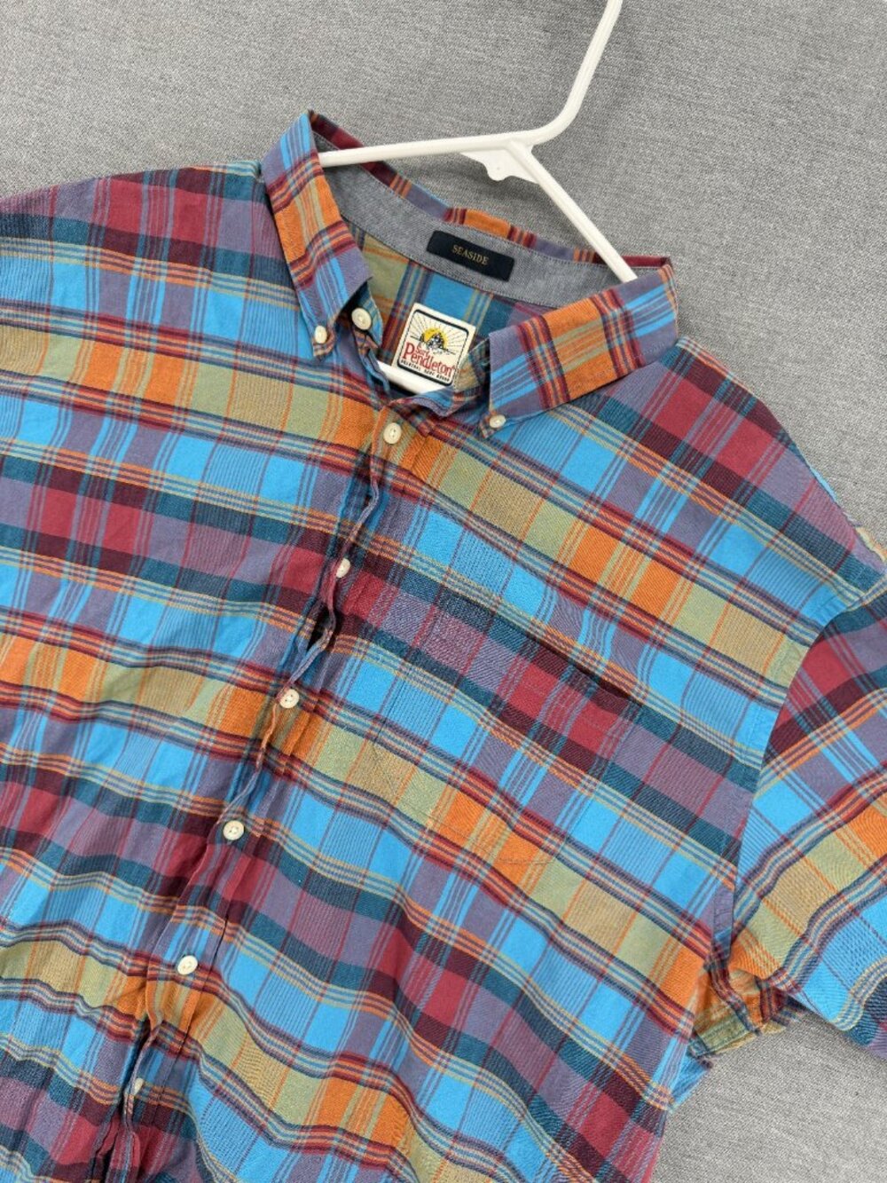 Surf Pendleton Seaside Shirt Mens 2XL Button Lightweight Surfer Cali Plaid